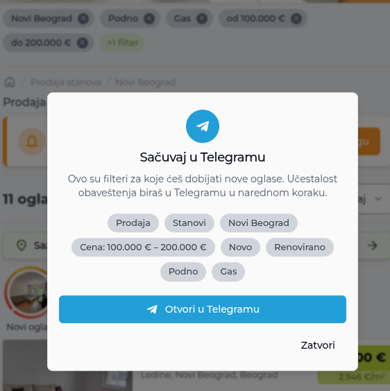 Telegram bot za nekretnine